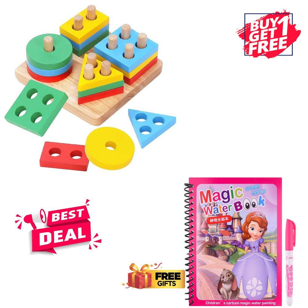 Wooden Shape Sorting Puzzle with Free Magic Water Book