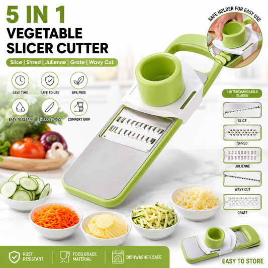 5 In 1 Vegetable Slicer Cutter – Multifunction Kitchen Chopper & Grater
